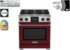 BlueStar - BSDF304BCF/BSDF304BLCF - 30" Dual Fuel Range - (4) Burners Specialty Paint Finish (Specify RAL # - Matte / Texture Finish or Precious Metals Color)