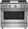 BlueStar - RNB364GV2CF/RNB364GV2LCF - 36" Nova (RNB) Range - (4) Burners with 12" Griddle Standard Brushed Stainless Steel