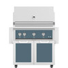  Hestan 36-Inch Propane Gas Grill W/ Rotisserie On Double Door Tower Cart - Pacific Fog - GABR36-LP-GG 