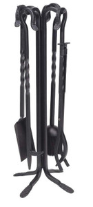  Dagan DG-AHF102 Five Piece Wrought Iron Fireplace Tool Set, Black 