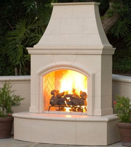  American Fyre Designs Phoenix 63-Inch Outdoor Natural Gas Vent-Free Fireplace - Cafe Blanco 
