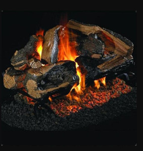  Peterson Real Fyre 18-Inch Charred Rugged Split Oak See-Thru Gas Log Set With Vented Natural Gas G45 Burner - Match Light 