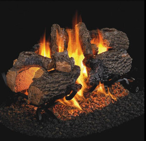  Peterson Real Fyre 30-Inch Charred Oak See-Thru Gas Log Set With Vented Natural Gas G45 Burner - Match Light 