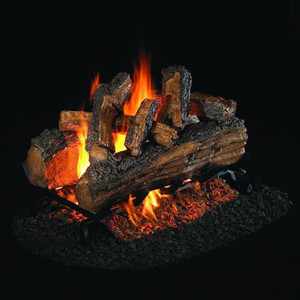  Peterson Real Fyre 18-Inch Split Oak Designer Plus See-Thru Gas Log Set With Vented Natural Gas G45 Burner - Match Light 
