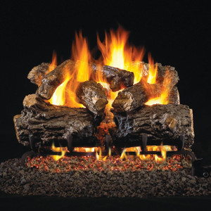  Peterson Real Fyre 24-Inch Burnt Rustic Oak Gas Log Set With Vented Natural Gas G4 Burner - Match Light 
