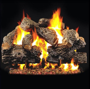  Peterson Real Fyre 42-Inch Charred Royal English Oak Outdoor Log Set With Vented Natural Gas Stainless G45 Burner - Match Light 