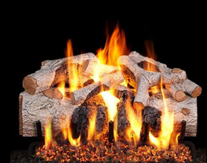  Peterson Real Fyre 18-Inch Charred Mountain Birch Gas Log Set With Vented Natural Gas G4 Burner - Match Light 