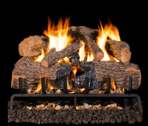  Peterson Real Fyre 30-Inch Charred Angel Oak Gas Log Set With Vented Natural Gas G4 Burner - Match Light 