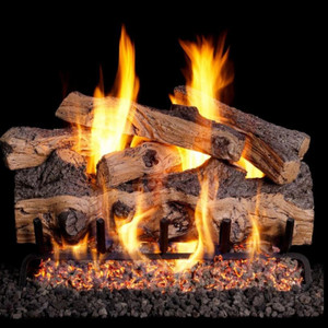  Peterson Real Fyre 24-Inch Gnarled Split Oak Gas Log Set With Vented Natural Gas G4 Burner - Match Light 
