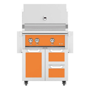  Hestan 30-Inch Propane Gas Grill W/ Rotisserie On Double Drawer & Door Tower Cart - Citra - GABR30-LP-OR 