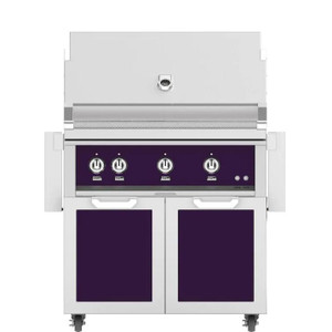 Hestan 36-Inch Natural Gas Grill W/ Rotisserie On Double Door Tower Cart - Lush - GABR36-NG-PP