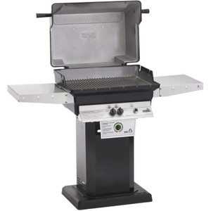 PGS T-Series T40 Commercial Cast Aluminum Propane Gas Grill With Timer On Black Patio Base