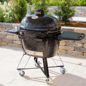 Primo Grills Primo All-In-One Oval XL 400 Ceramic Kamado Grill With Cradle, Side Shelves, And Stainless Steel Grates - 7800