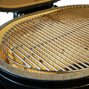 Primo Grills Primo Oval XL 400 Ceramic Kamado Grill On Steel Cart With 1-Piece Island Side Shelves, Cup Holders, And Stainless Steel Grates - 778