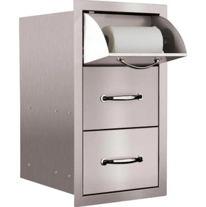 Summerset Grills Summerset 15-Inch Stainless Steel Flush Mount Double Access Drawer With Paper Towel Holder - SSTDC-17