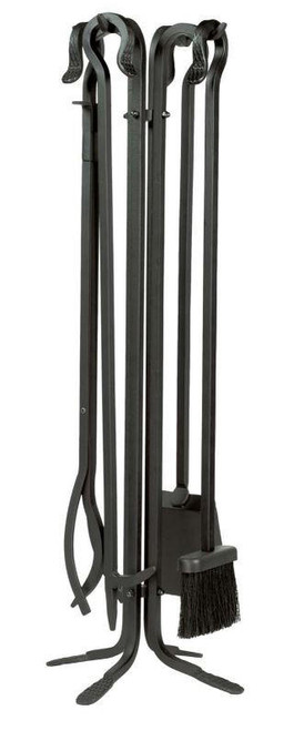  Dagan DG-5836 Five Piece Wrought Iron Fireplace Tool Set, Black 