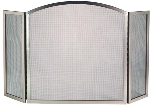  Dagan DG-S702 Three Fold Satin Nickel Arched Fireplace Screen, 50x31-Inches 