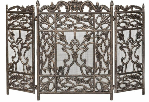  Dagan DG-AHS900 Three Fold Antique Bronze Arched Fireplace Screen, 46x30.25-Inches 