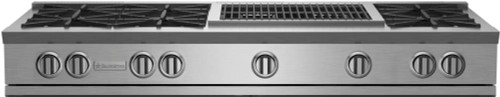 BlueStar - RGTNB606CBV2PLT/RGTNB606CBV2LPLT - 60" Nova (RNB) Range Top - (6) Burners with 24" Charbroiler Stainless Steel