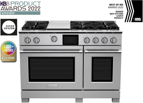 BlueStar - BSDF486GCC/BSDF486GLCC - 48" Dual Fuel Range - (6) Burners with 12" Griddle Standard Brushed Stainless Steel BlueStar - BSDF486GCC/BSDF486GLCC - 48" Dual Fuel Range - (6) Burners with 12" Griddle Standard Brushed Stainless Steel