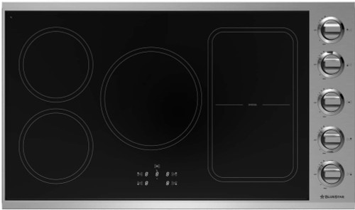 BlueStar - BSP36INDCKT - 36" Drop-In Induction Cooktop - (5) Burners Black Glass with Stainless Steel Frame BlueStar - BSP36INDCKT - 36" Drop-In Induction Cooktop - (5) Burners Black Glass with Stainless Steel Frame