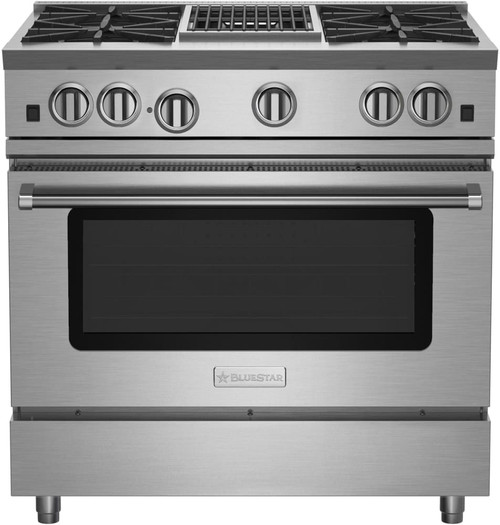 BlueStar - RNB364CBV2CFPLT/RNB364CBV2LCFPLT - 36" Nova (RNB) Range - (4) Burners with 12" Charbroiler Specialty Paint Finish (Specify RAL # - Matte / Texture Finish or Precious Metals Color) BlueStar - RNB364CBV2CFPLT/RNB364CBV2LCFPLT - 36" Nova (RNB) Range - (4) Burners with 12" Charbroiler Specialty Paint Finish (Specify RAL # - Matte / Texture Finish or Precious Metals Color)