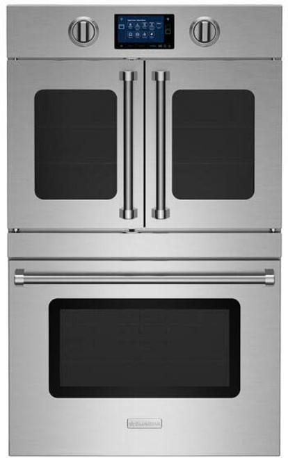 BlueStar - BSDEWO30SDV3CCPLT - 30" Double Electric Wall Oven - French Door Top; Drop Door Bottom Plated (Specify Finish)