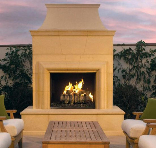  American Fyre Designs Cordova 74-Inch Outdoor Natural Gas Fireplace - Cafe Blanco 