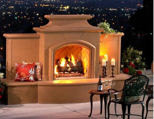  American Fyre Designs Grand Mariposa 113-Inch Outdoor Natural Gas Fireplace - Cafe Blanco 