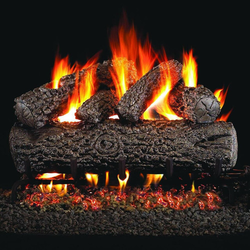  Peterson Real Fyre 18-Inch Post Oak Gas Log Set With Vented Natural Gas G4 Burner - Match Light 