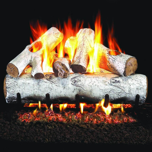  Peterson Real Fyre 18-Inch White Birch Gas Log Set With Vented Natural Gas G4 Burner - Match Light 