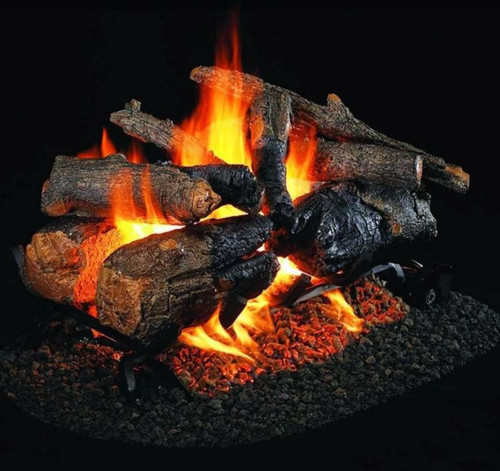  Peterson Real Fyre 24-Inch Charred American Oak See-Thru Gas Log Set With Vented Natural Gas G45 Burner - Match Light 