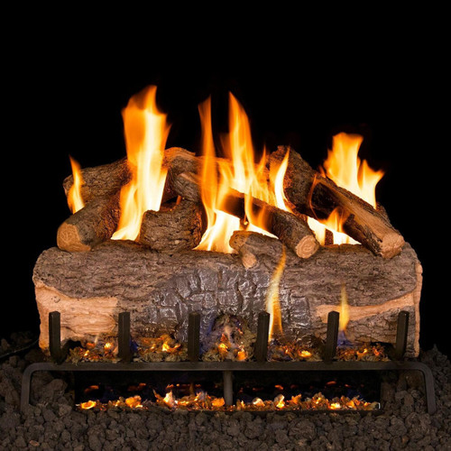 Peterson Real Fyre 18-Inch Mountain Crest Oak Gas Log Set With Vented G31 Three-Tiered Natural Gas Burner - Match Light 