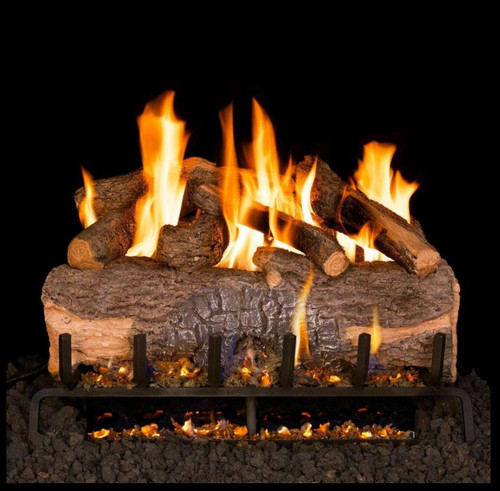  Peterson Real Fyre 39-Inch Mountain Crest Oak Gas Log Set With Vented G31 Three-Tiered Natural Gas Burner - Match Light 