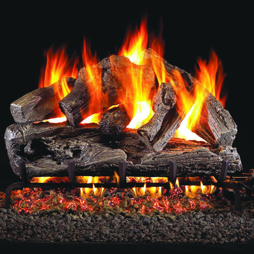  Peterson Real Fyre 24-Inch Rugged Oak Gas Log Set With Vented Natural Gas G4 Burner - Match Light 