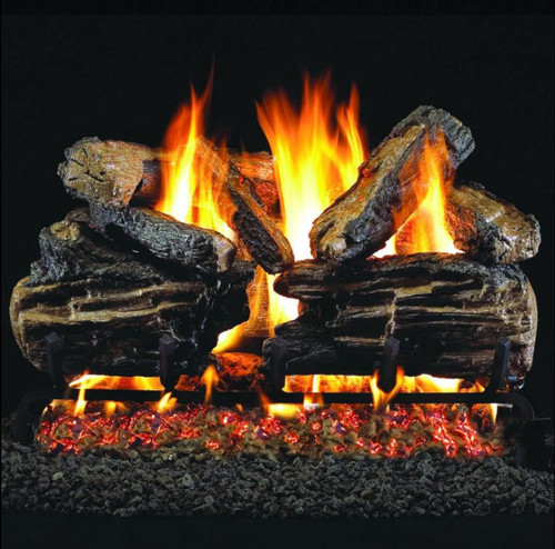  Peterson Real Fyre 36-Inch Charred Split Oak Gas Log Set With Vented Natural Gas G45 Burner - Match Light 