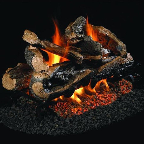 Peterson Real Fyre 18-Inch Rugged Split Oak See-Thru Gas Log Set With Vented Natural Gas G45 Burner - Match Light 