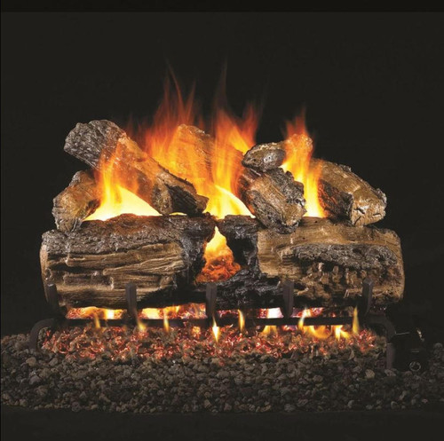  Peterson Real Fyre 24-Inch Burnt Split Oak Gas Log Set With Vented Natural Gas G4 Burner - Match Light 