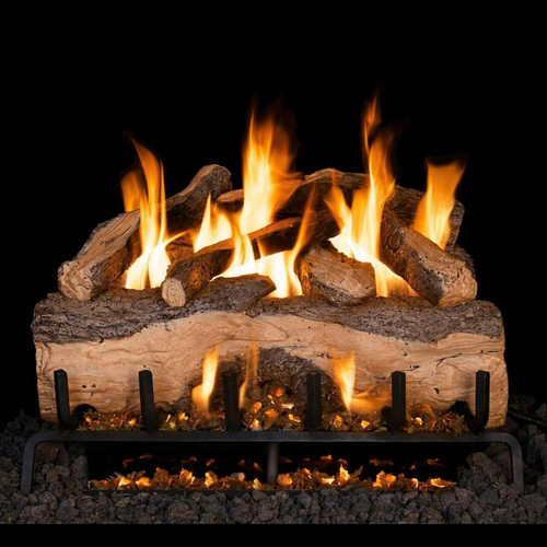  Peterson Real Fyre 18-Inch Mountain Crest Split Oak Gas Log Set With Vented G31 Three-Tiered Natural Gas Burner - Match Light 