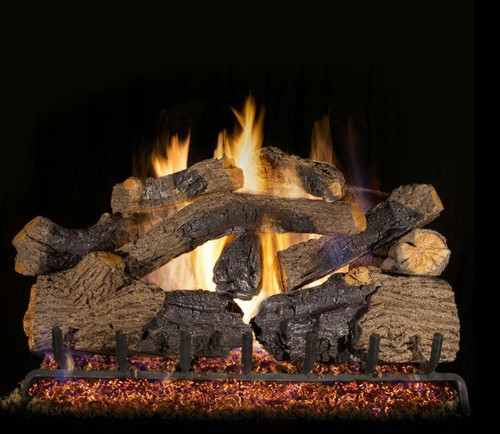  Peterson Real Fyre 30-Inch Charred Grizzly Oak Gas Log Set With Vented Natural Gas G4 Burner - Match Light 