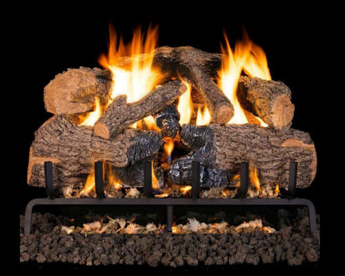  Peterson Real Fyre 18-Inch Charred Angel Oak Gas Log Set With Vented Natural Gas G4 Burner - Match Light 