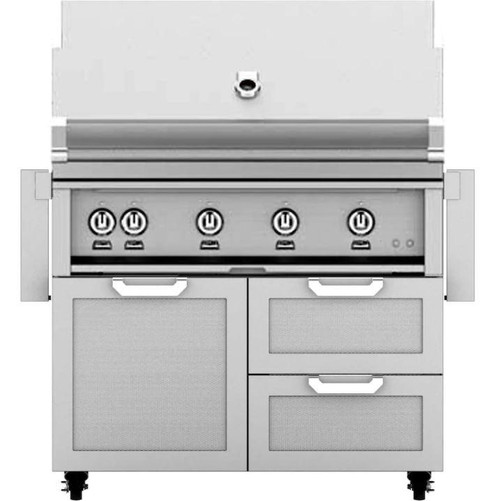  Hestan 42-Inch Propane Gas Grill W/ Rotisserie On Double Drawer & Door Tower Cart - Steeletto - GABR42-LP-SS 