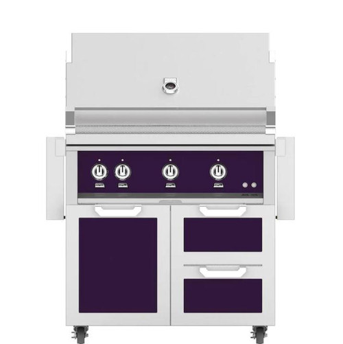 Hestan 36-Inch Propane Gas Grill W/ Rotisserie On Double Drawer and Door Tower Cart - Lush - GABR36-LP-PP