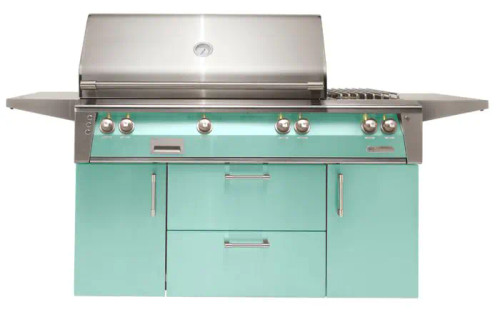 56" Standard Grill w/ Sideburner Cart - Light Green-Gloss ALXE-56C-NG-S6027 56" Standard Grill w/ Sideburner Cart - Light Green-Gloss ALXE-56C-NG-S6027