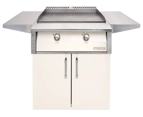 30" Dual Zone, Thematically Controlled Gas Griddle Mounted on a 30" 2 Door Cart - Signal White-Matte AXE-30GTC-SM9003