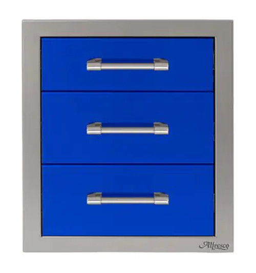 17" Three Tier Storage Drawers - Ultramarine Blue-Gloss AXE-3DR-SC-S5002 17" Three Tier Storage Drawers - Ultramarine Blue-Gloss AXE-3DR-SC-S5002