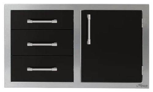 32" Three Drawers w/ Door On Right - Jet Black-Gloss AXE-DDC-R-SC-S9005