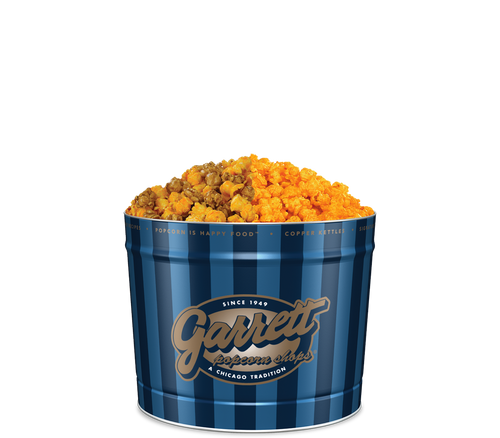 Garrett Popcorn Shops Signature Blue Family Tin of Garrett Mix and Spicy CheeseCorn