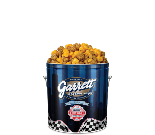 Garrett Popcorn Shops Garrett Mix in Nascar Tin