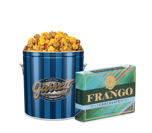 Chicago Classic Bundle - Classic Signature Blue tin of Garrett Mix with Box of 15 Frango Milk Chocolate Mint
